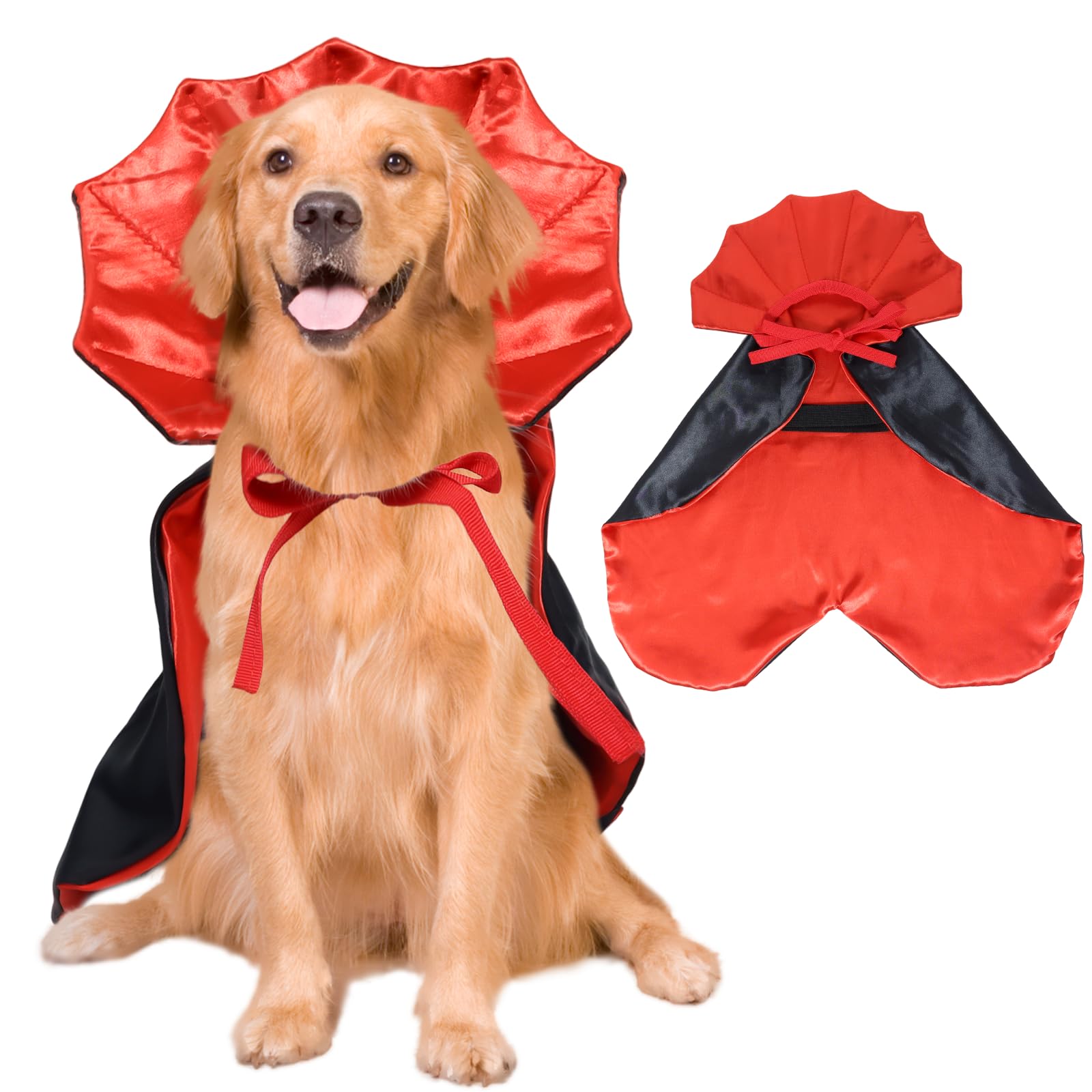 ROSAUI Christmas Dog Cape – Festive Red&Black Holiday Outfit for Large Dogs, Adjustable Fancy Dress Costume for Golden Retriever, Labrador, German Shepherd, Comfortable, Durable&Easy to Clean (L Size)