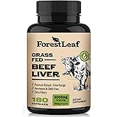 ForestLeaf Grass Fed Beef Liver Capsules, 3000mg Per Serving, Supports Immunity & Body Wellness, Cleansing, Digestion, Natural Iron, Vitamin A and B12, Freeze Dried Beef Liver Supplement, 180 Caps
