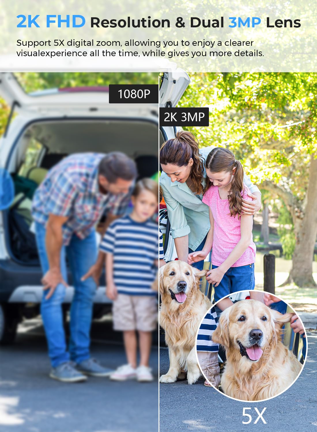 Outdoor Camera Wireless for Home Security, 2K/6MP Outside WiFi Cameras IP66 PTZ Outdoor Camera with Dual Lens, Auto Tracking,Human Detection,Color Night Vision,24/7 Record,Two-Way Audio,Support Alexa