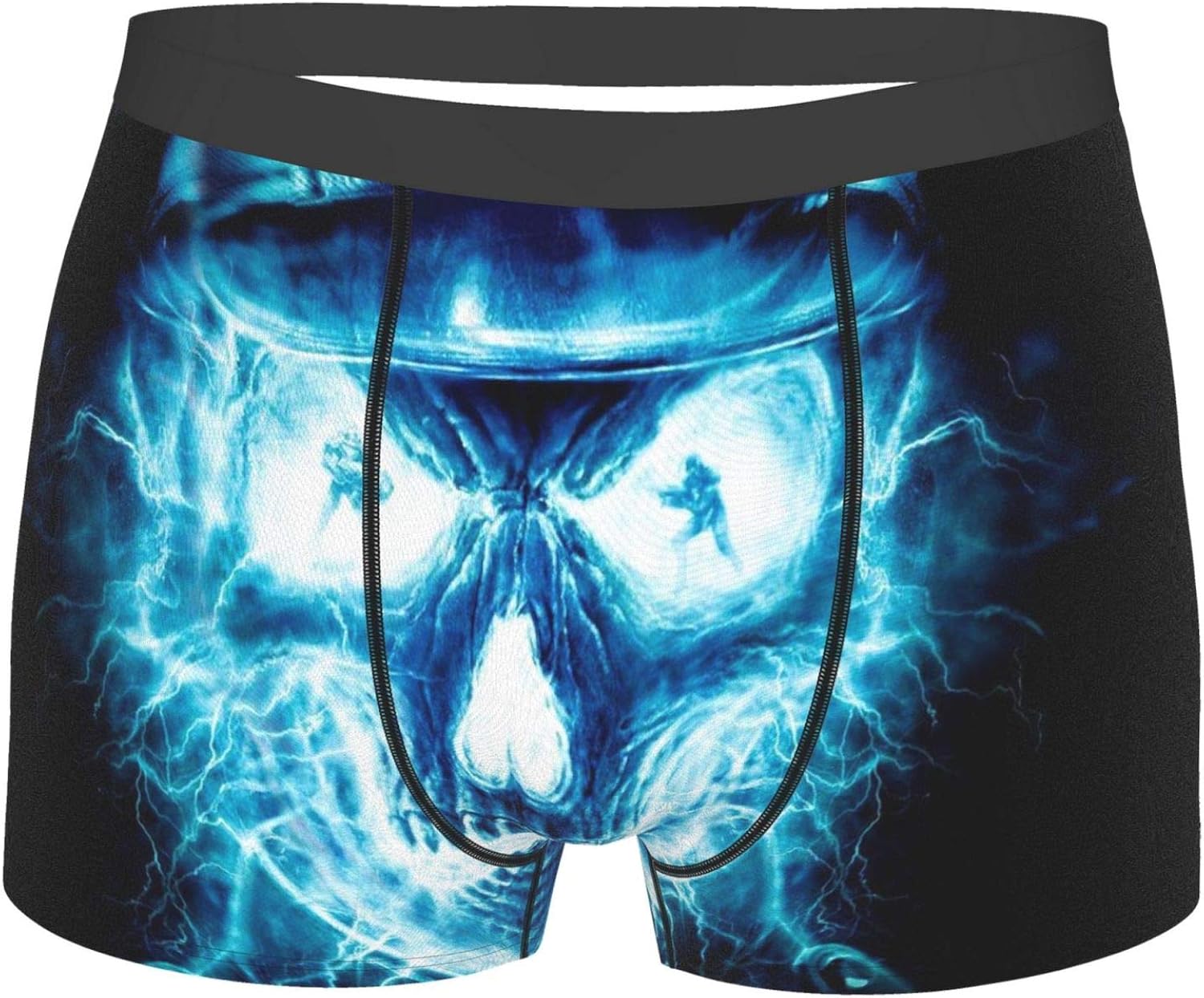 Blue flaming skull Mens Boxer Briefs Underpants 3D Printed Underwear