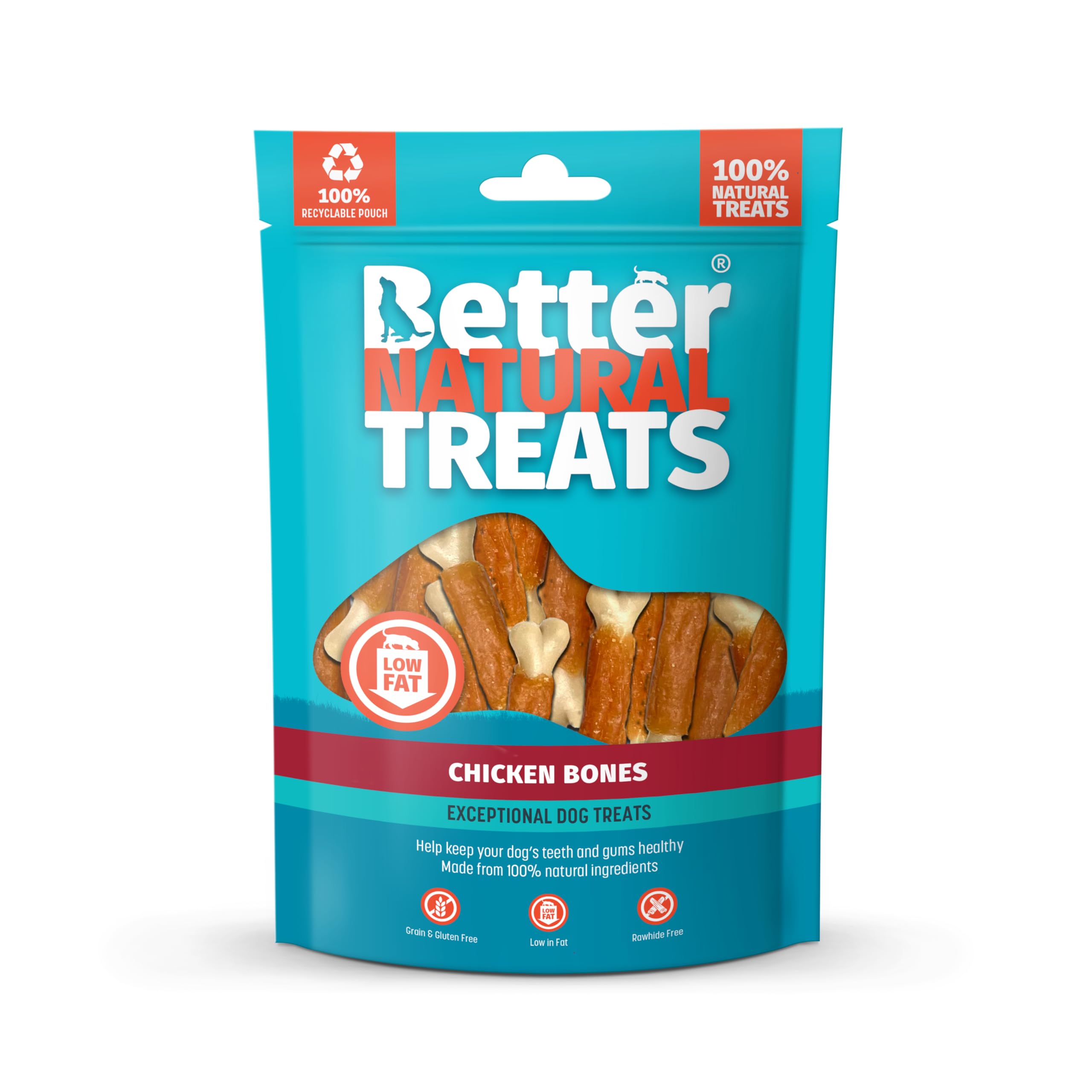 Better Natural Chicken Wrapped Calcium Bones for Dogs – Natural Chicken Dog Treats, Low Fat, Grain & Gluten Free Chew Treats, 10 x 90g Packs