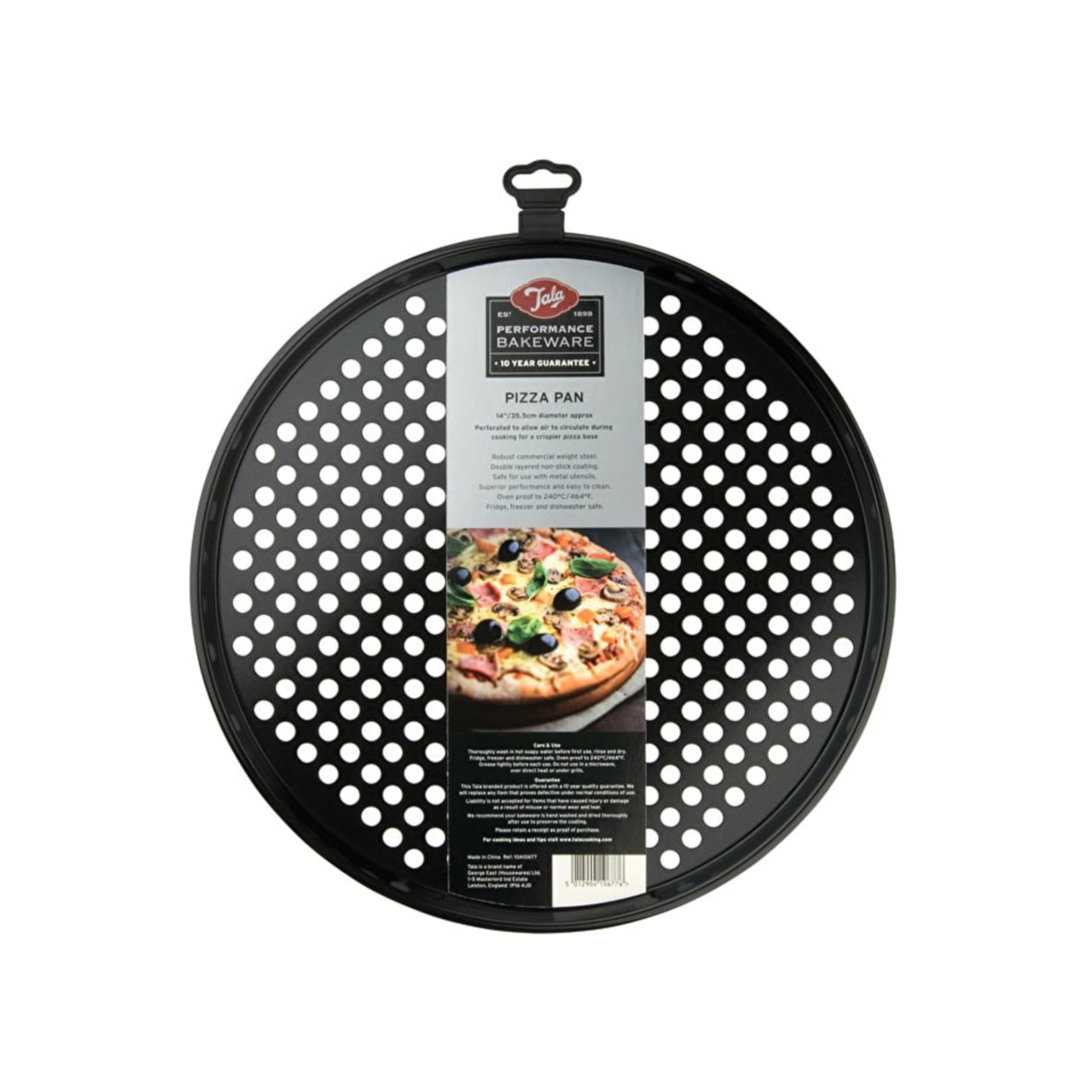 Tala Performance Non-Stick Pizza Pan, Professional Gauge Carbon Steel with Eclipse Premium Non-Stick Coating, Ideal for Tray Bakes, Measures 36.7x36.7x1.3 cm
