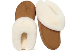 Litfun Fuzzy House Slippers for Women Fluffy Memory Foam Suede Slippers with Faux Fur Collar Indoor Outdoor