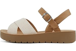 Soda CHESTER ~ Women Flat Sandals Flatform Ankle Buckle Criss Cross Band Straps Sandals Shoes