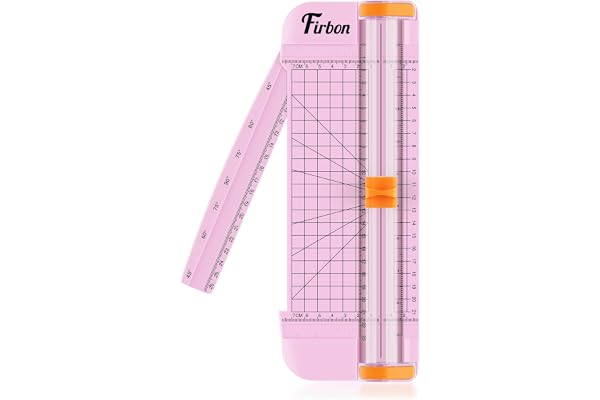 Firbon Pink A5 Paper Cutter, Straight Small Paper Trimmer with Side Ruler for Scrapbooking Craft, Paper, Coupon, Label, Cards