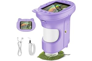 OAEBLLE Kids Microscope, 1000X Portable Digital Microscope with 2.4" IPS Screen & 8 LEDs, USB Rechargeable, STEM Educational Science Kit, Great Christmas & Birthday Gift for Children Ages 3-12