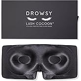 DROWSY Eyelash Protecting Silk Sleep Mask for Natural Lashes & Extensions. Deep Eye Cups, Zero Pressure, Total Blackout, Full Wraparound (Moonlight Shadow)