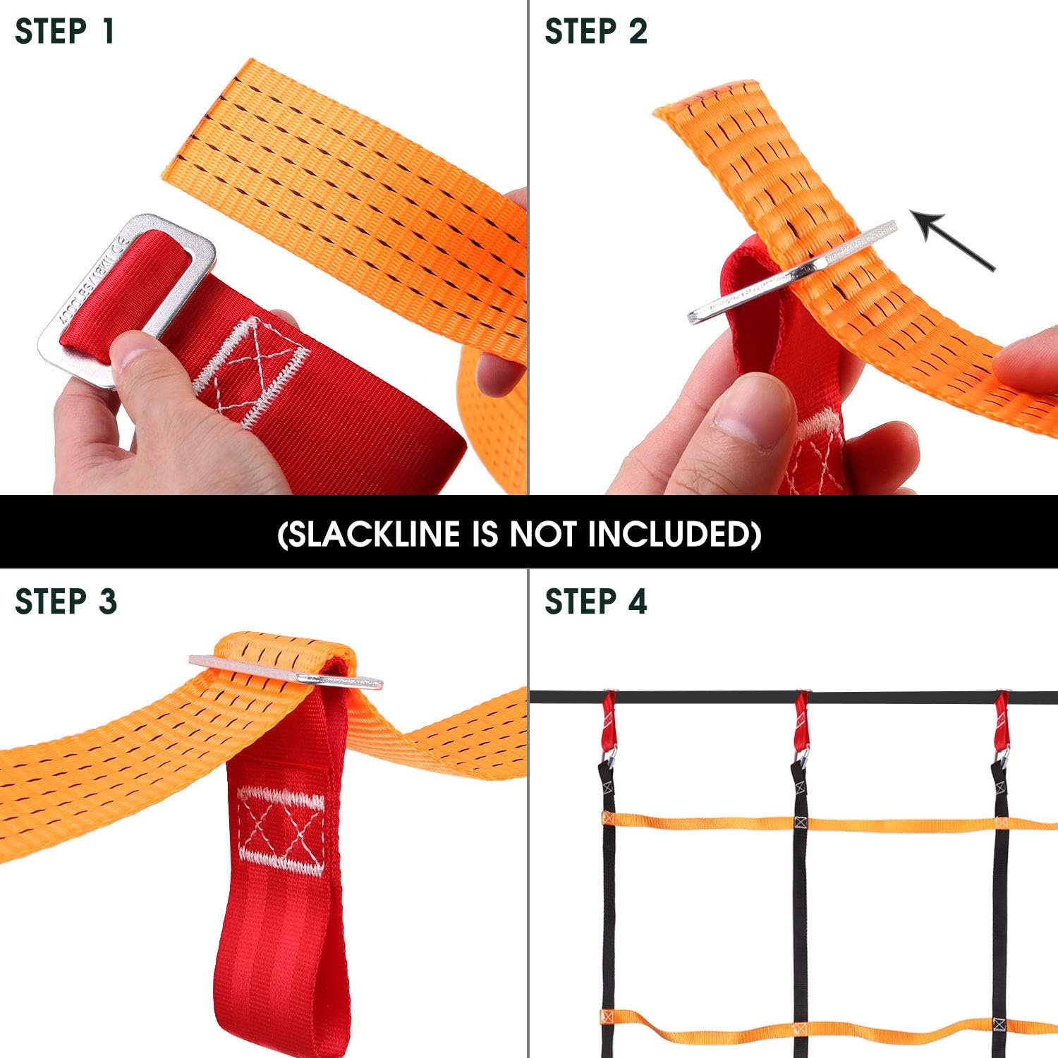 Odoland 3.9ftx6.6ft Ninja Net Climbing Cargo Net Rope Ladder for Kids Outdoor with 4 Square Buckles and 4 Delta Rings, Obstacle Course for Training Equipment and Swing Set Attachment : Sports & Outdoors