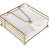 hiwafifi Napkin Holder for Table, Flat Napkin Dispenser with Weighted Arm, Square Cocktail Paper Holder of Elegant Rustic Iro