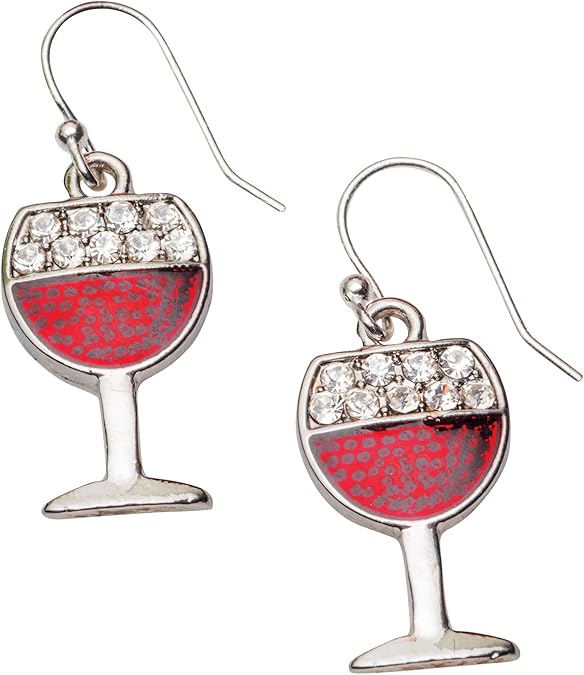 Dangle Earrings Red Wine Glass Earrings; French Wire Backs Amazon.co
