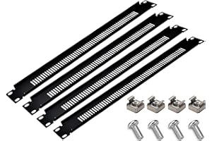 KUYEFGF 1U Vented Blank Panel with Cage Bolts Nuts Screws(4 Pack) - Tool-Free Server Rack Filler for 19" Network Cabinet,Slot