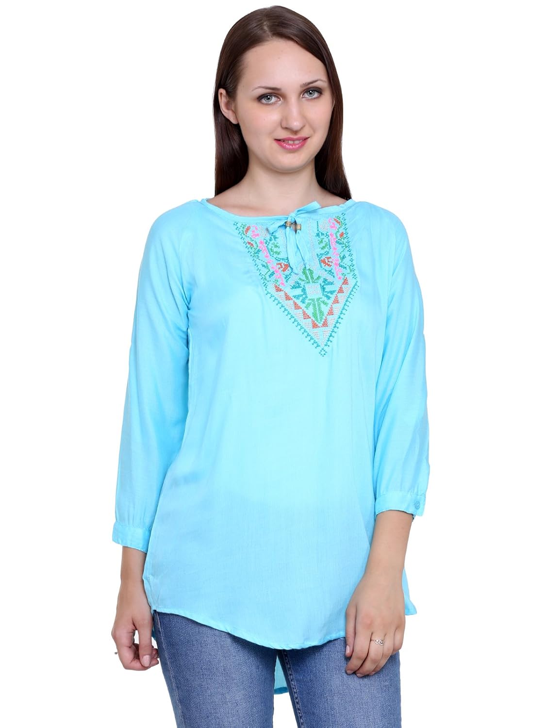 papsara green rayon women long top