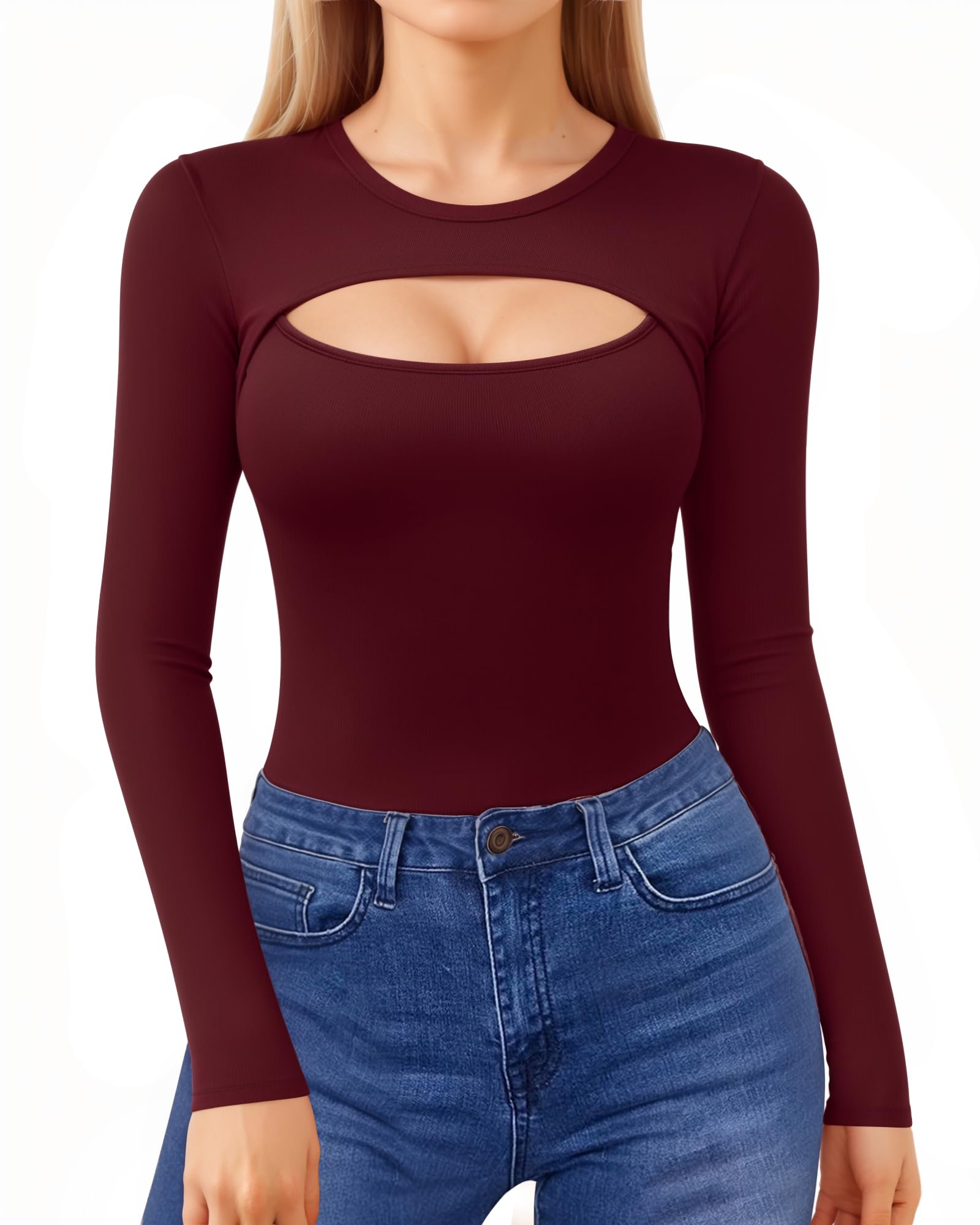 Cutout Round Neck Long Sleeve T-Shirt