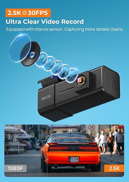 DASH CAM, 2.5K WIFI DASH CAMERA FOR CARS, E-YEEGER MINI DASHCAM WITH APP, FRONT CAR CAMERA, G-SENSOR, LOOP RECORDING, NIGHT VISION, 24H PARKING MODE, 32G SD CARD INCLUDED, SUPPORT 256GB MAX