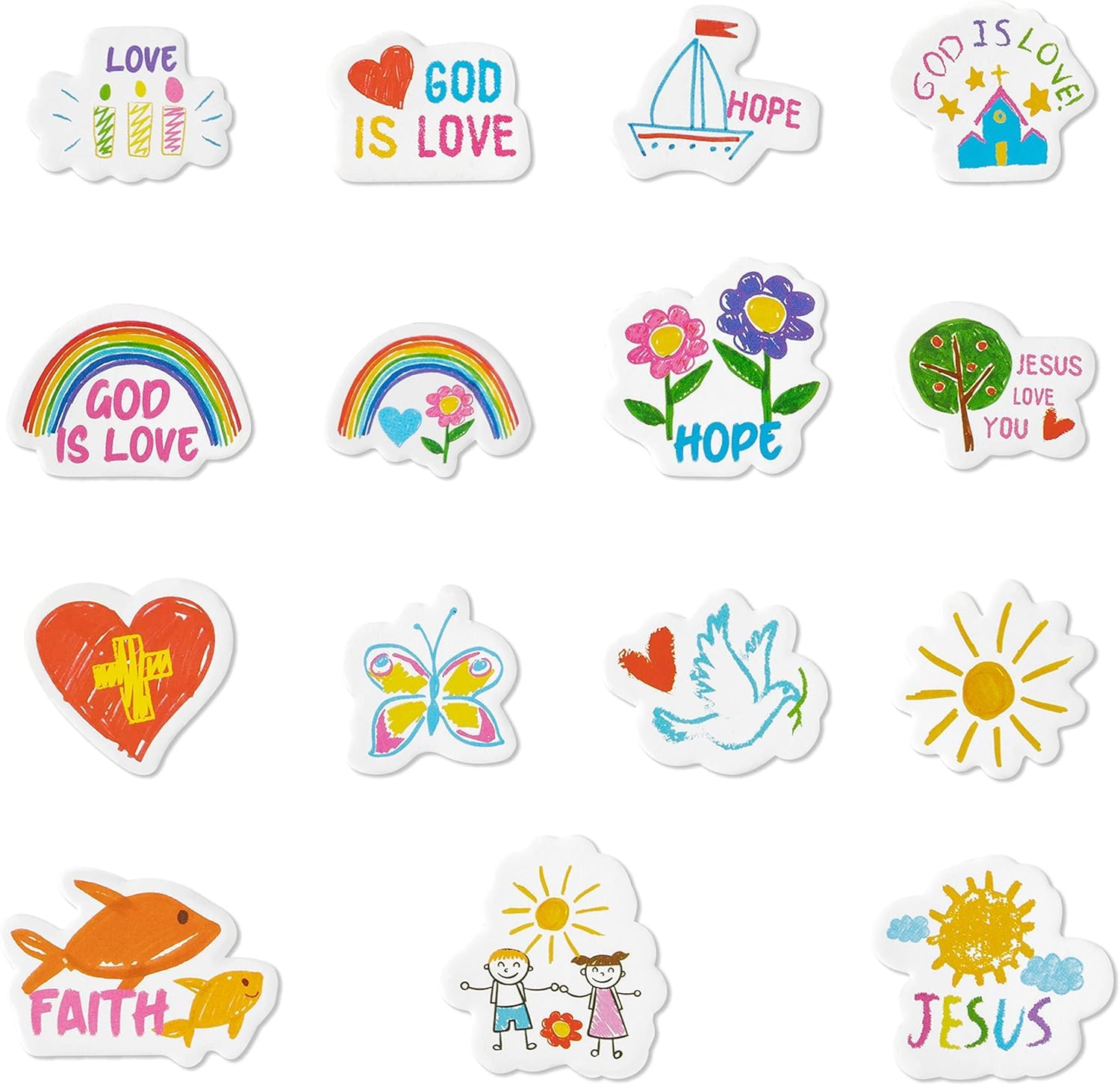 Photo 1 of Haooryx 300pcs Religious Cartoon Foam Stickers Sunday School Bible Christian Faith Rainbow Heart Shape Self Adhesive EVA Foam Sticker 3D Puffy Cute Sticker for Kids Rewards Scrapbook Laptops Decor