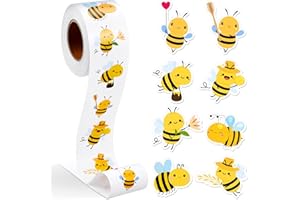 Qeeenar 1 Roll Animal Stickers Reward Cute Space Stickers Office Supplies Incentives Sticker Animal Party Favor Decal, 500 Pcs Each Roll(Bee)