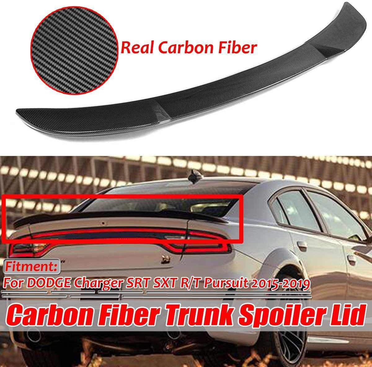 GLFDYC Black Car Rear Spoiler, for Dodge Charger SRT SXT R/T Pursuit 2015-2019 Boot Trunk Lid Wing, Universal Carbon Fiber Modified Roof Extension Lip