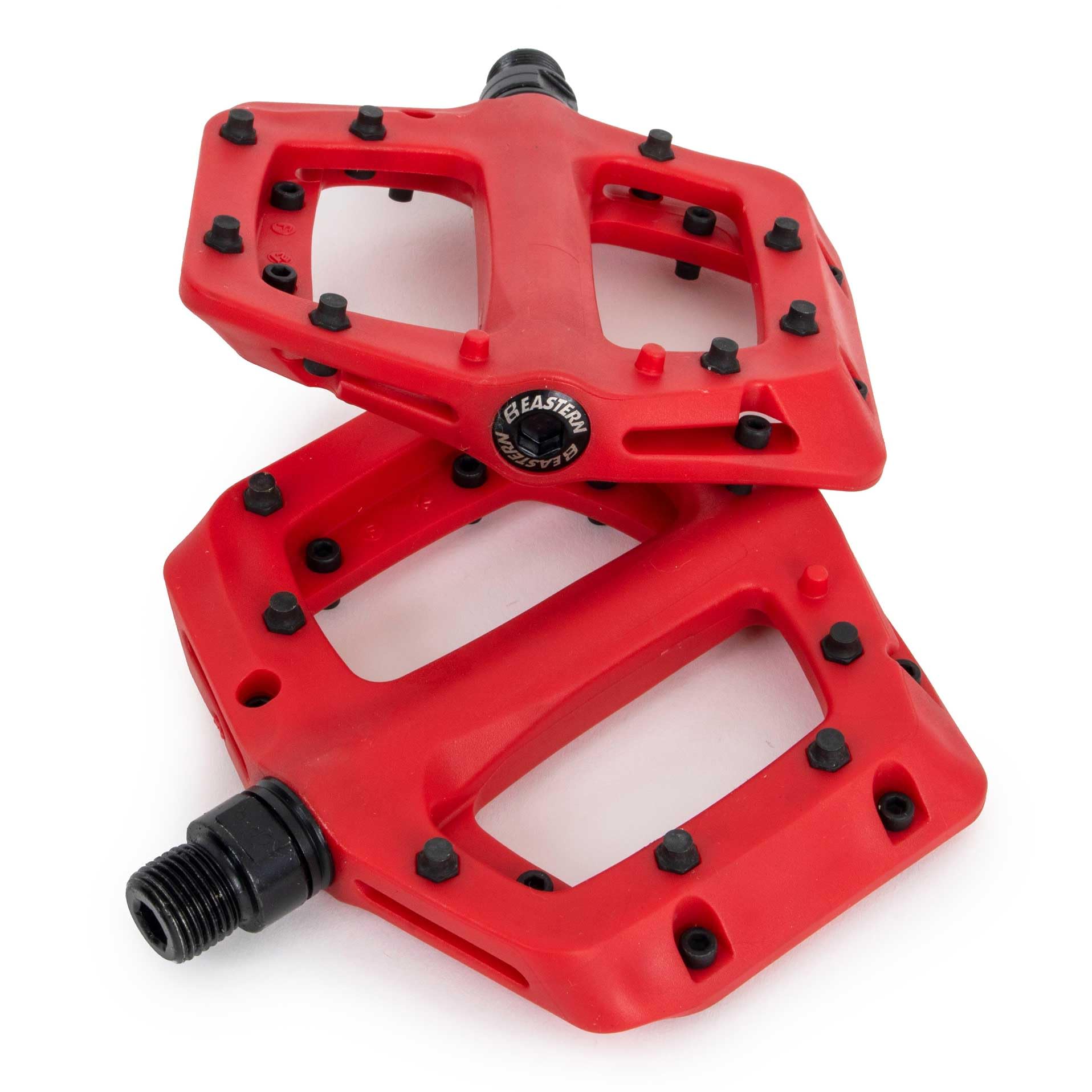 Eastern Nylon Linx Pedals 9/16 - Lightweight, High-Grip MTB & BMX Pedals with Removable Metal Pins, Chromoly Axle for BMX, MTB, Road & Kids Bikes - Red