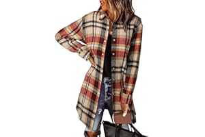 EVALESS Color Block Plaid Shacket Jacket Womens Fall Clothes Fashion Outfits