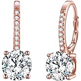 EVER FAITH 925 Sterling Silver Round Cut CZ Prong Setting Gorgeous Bridal Prom Leverback Dangle Earrings