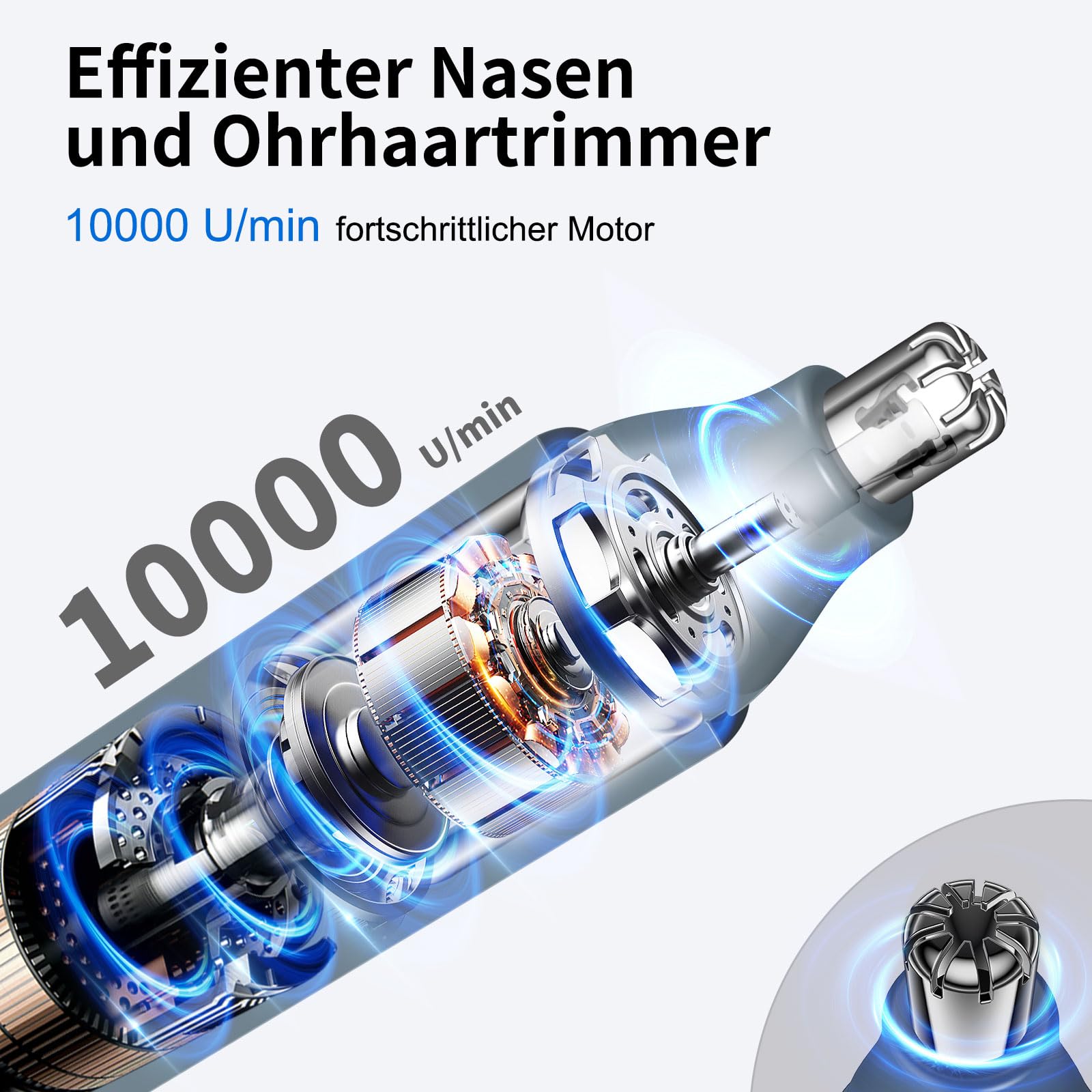 Nasenhaartrimmer Herren Nasenhaarschneider Ohrhaarschneider für Männer und Frauen, Doppelseitigen Edelstahlklingen, USB Type C aufladbar für einfache Reinigung, Reisefreundlich 2