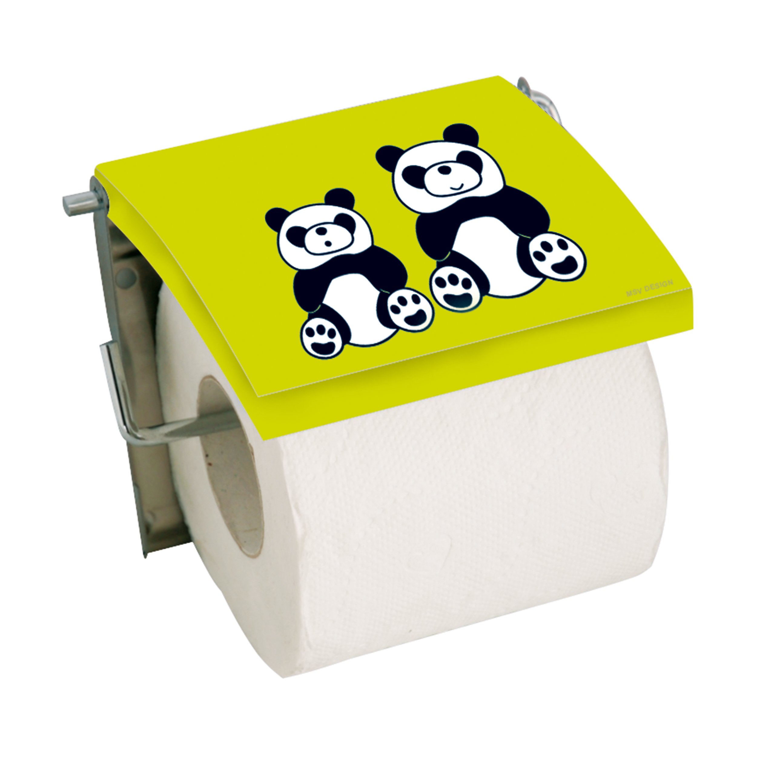 MSV "Panda Toilet Paper Holder, Green/Black/White