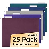SUNEE Hanging File Folders Vintage Colors, 25 Pack Letter Size File Folders with 1/5-cut Tabs, Stay Organized for Your Home and Office Bulk File and Documents