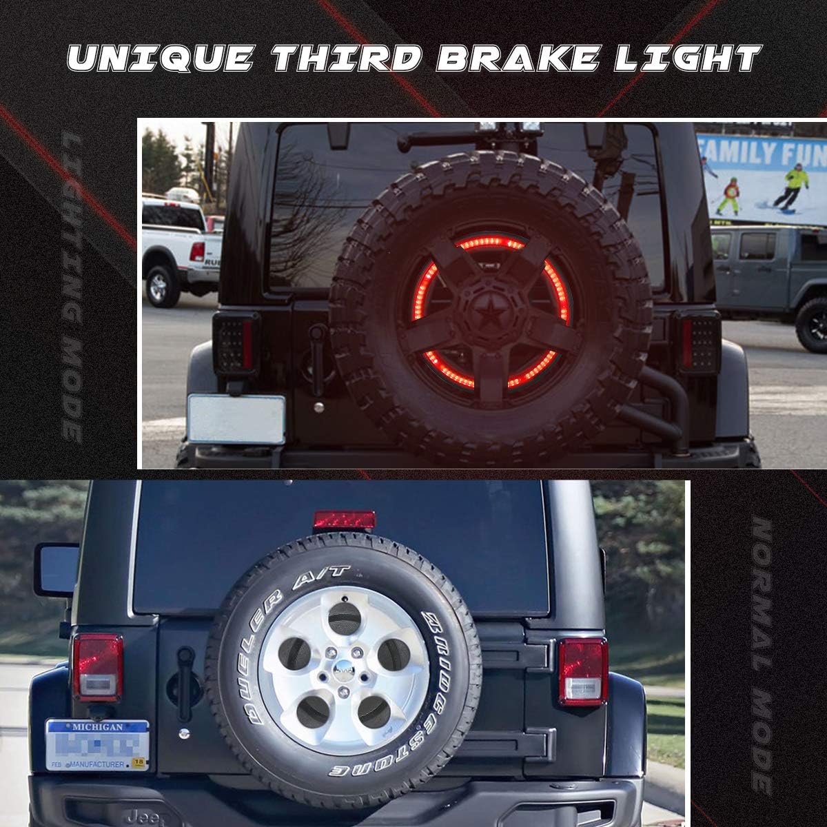 Third Brake Light Spare Tire Wheel Light for Jeep Wrangler JK JKU 2007