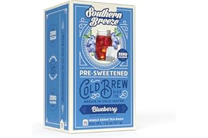 Southern Breeze Blueberry Cold Brew Sweet Tea Blueberry Iced Tea with Black Tea and Zero Carbs Zero Sugar, 20 Individually Wrapped Tea Bags