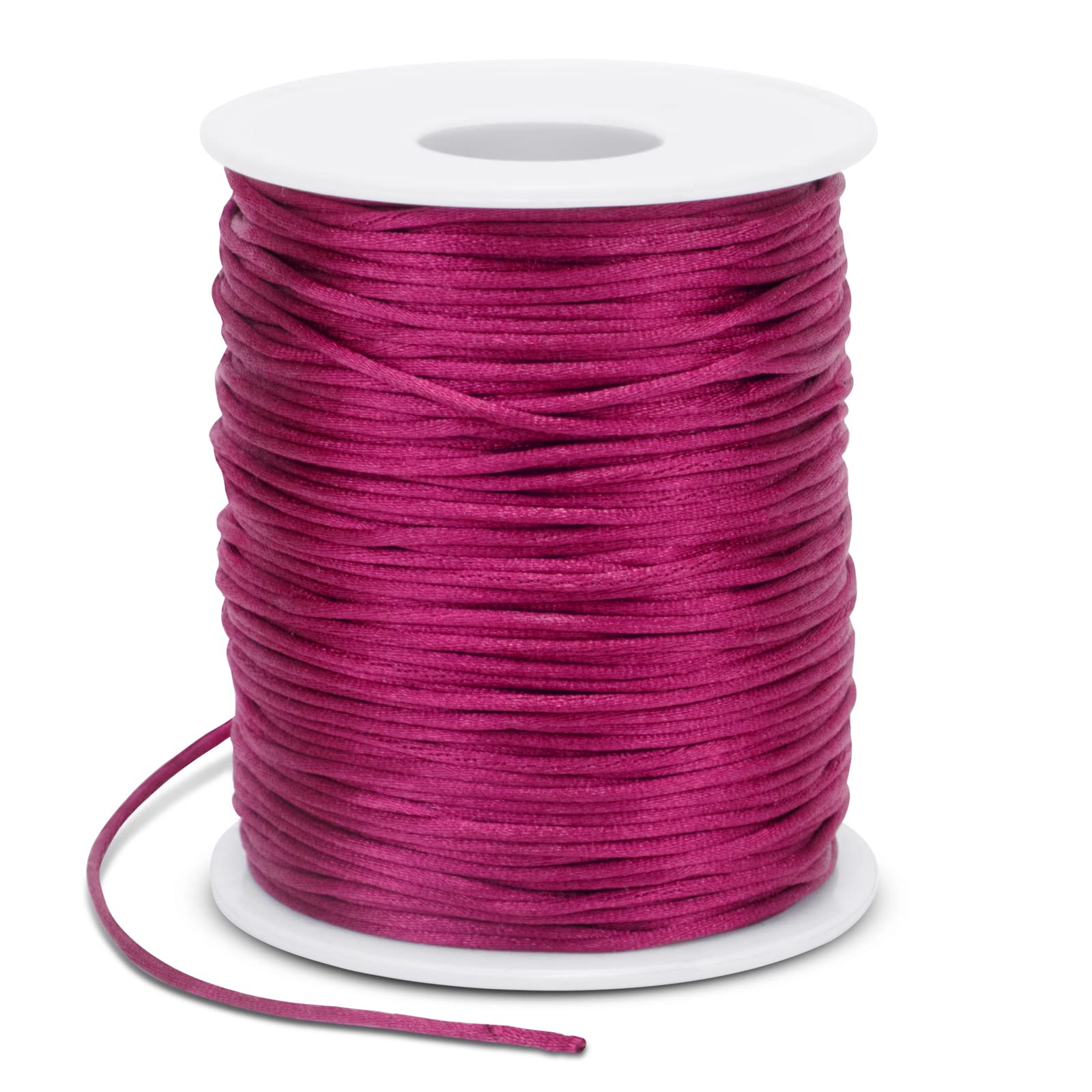 LEREATI Satin Cord 1.5mm x 100m Nylon Cord Bracelet Thread, Rattail Silk Beading Thread Jewellery String for Making Bracelet, Necklace, Chinese Knot, DIY Crafts (Bright Rose)