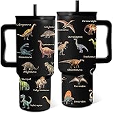 FAIVHSO Dinosaur Gifts for Boys Men, 24 oz Tumbler with Handle, Reusable Straw and Lid, Stainless Steel Vacuum Insulated Travel Mug, Leakproof, Fits Car Cup Holders, Cute Dinosaur Cup Gifts