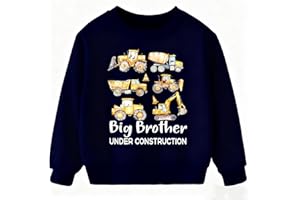 uideazone Toddler Boys Sweatshirts Big Brother Long Sleeve Shirt Truck Construction Crewneck Pullover Size 2-6T