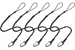 CYSKY Tool Lanyard, 5 Pack Safety Tool Leash, Retractable Bungee Cord with Aluminum Lock Carabiner and Adjustable Loop End, Maximum Weight Limit 13.6KG / 30lb, Fall Restraint with Shock Cord Stopper