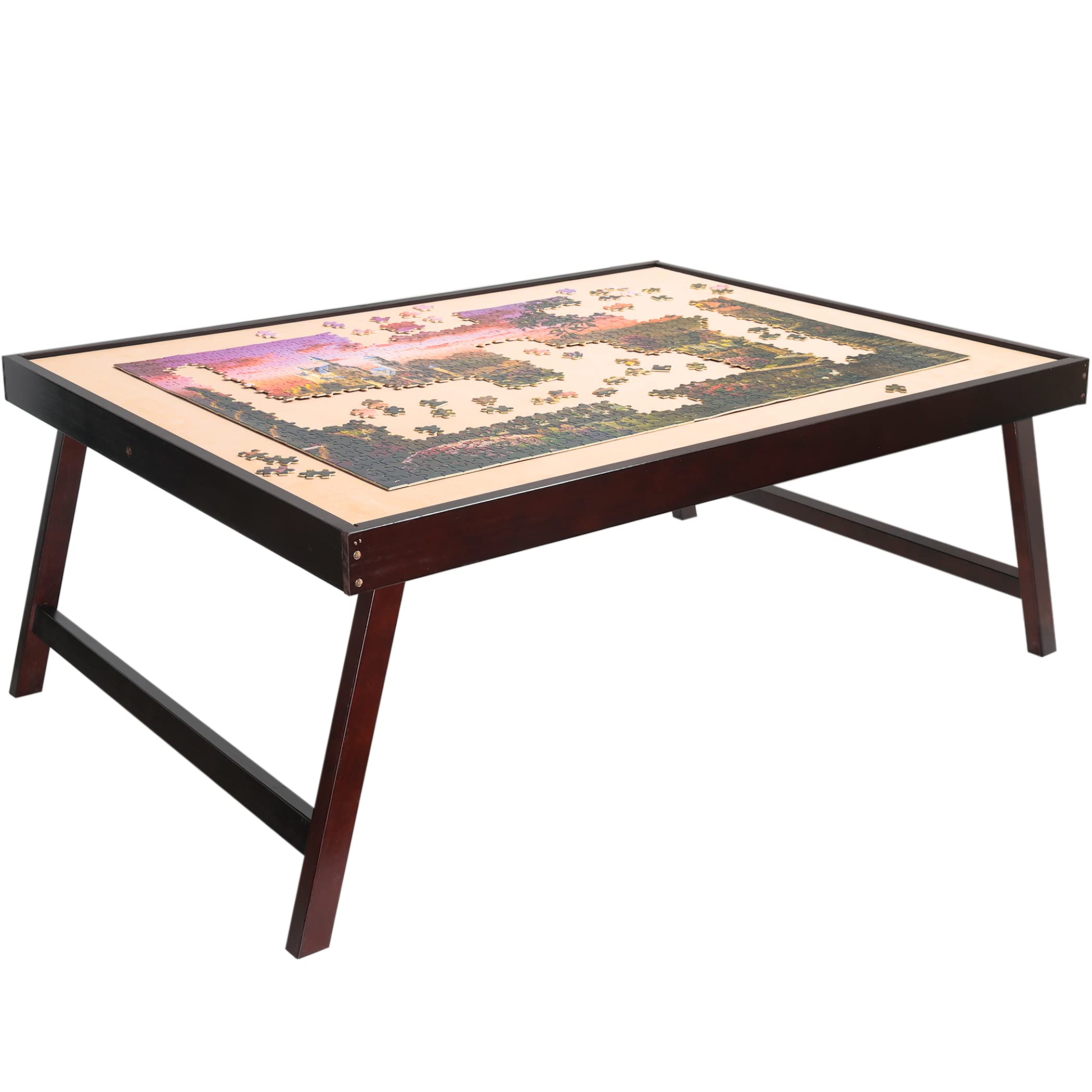LAVIEVERT 1500 Piece Tilting Puzzle Table with Folding Legs, Adjustable Puzzle Board Easel with Non-Slip Tabletop, Large Portable Wooden Jigsaw Puzzle Table Puzzle Storage for Adults
