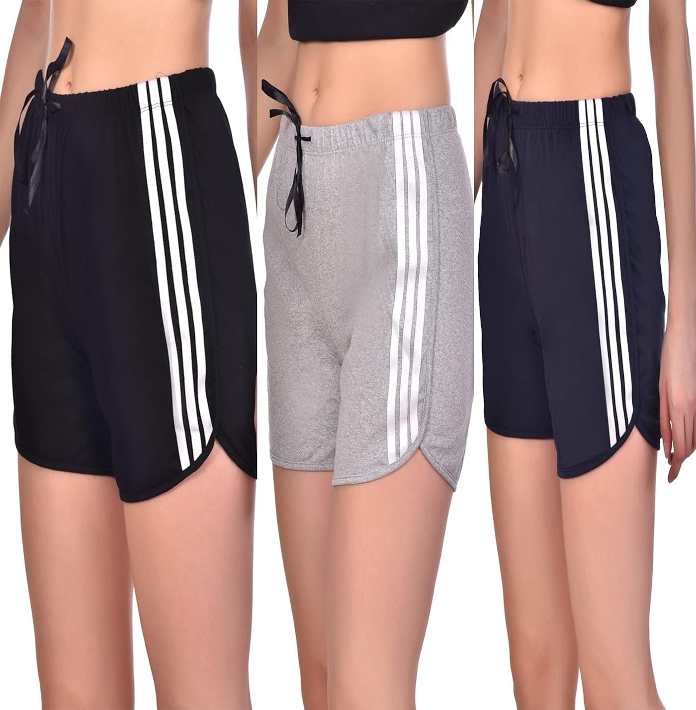 Buy Women's Cotton Shorts Pack of 3 (Blue, Black, Grey) at Amazon.in