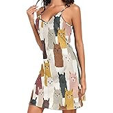 Fisyme Nightgowns for Women Satin Sleeveless Sleep Dress Chemise Night Gowns Sleepwear