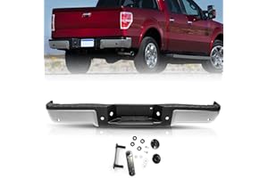 TUSDAR Rear Bumper Assembly Fits for 2009-2014 Ford F-150 Styleside w/Sensor Holes W/O Tow Hitch Chrome Steel Bumpers One Piece Package FO1103166