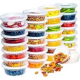 Deli Food Storage Containers with Lids 24 Sets 8oz - Clear Disposable Meal Prep, Microwave Plastic Containers with Lids, BPA Free, Stackable, Leakproof, Reusable Deli Containers, Freezer Safe