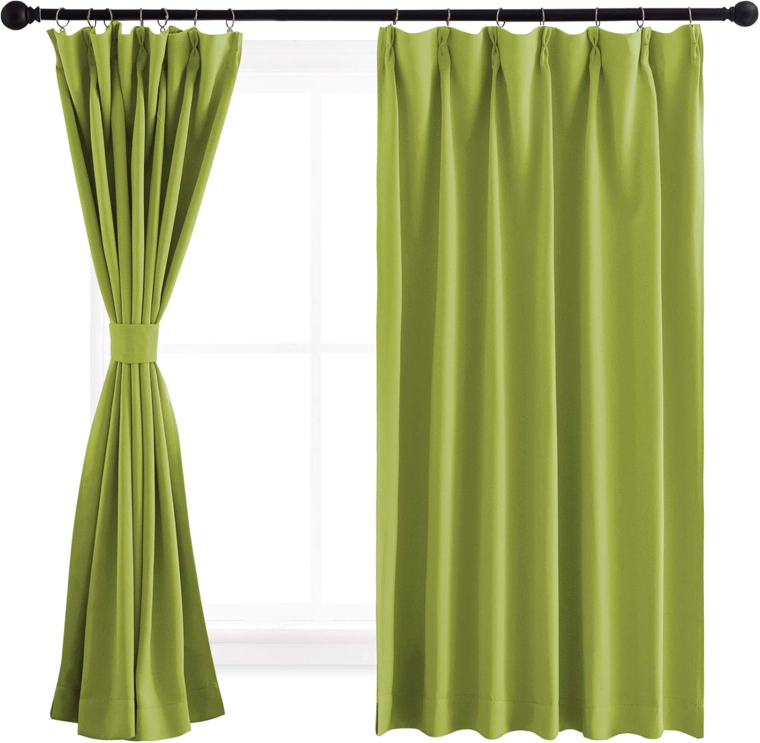 Amazon Nicetown カーテン 遮光 1級 断熱 防寒 幅100cm丈110cm グリーン 2枚セット 省エネ 冷暖房の効率アップ 防音 カフェーカーテン 出窓 腰窓 部屋 寝室 幼児園 喫茶店 カーテン オンライン通販