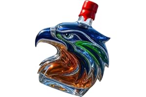 Seahawk Headmade Whiskeys Decanters with Team Spirit Design for Wine Cocktails Coffee Enthusiasts and Sport Fan Gift Premium 