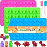 Gummy Candy Molds with 2pcs Droppers, Silicone Chocolate Molds 3 Pack | Non-stick, BPA Free, Bear Dinosaur Fruit Shape, Easy Release &amp; Clean, Food-Grade Silicone, Gummy Bear Mold, Fruit Snack Molds