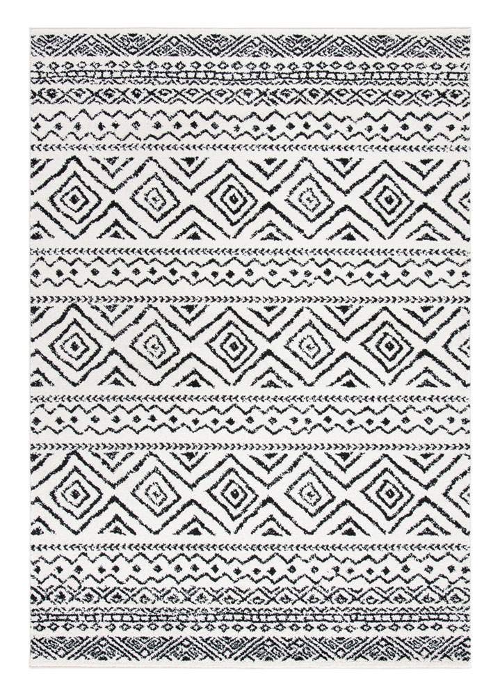 Safavieh Boho Chic Indoor Woven Rectangle Area Rug, Tulum Collection, TUL267, in Ivory / Black, 91 X 152 cm for Living Room, Bedroom or Any Indoor Space
