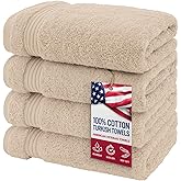 American Veteran Towel, Hand Towels for Bathroom Set of 4, 100% Cotton Turkish Hand Towel Sets, Soft Hand Face Towels, Beige Hand Towels