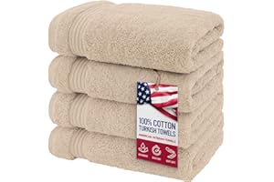 American Veteran Towel, Hand Towels for Bathroom Set of 4, 100% Cotton Turkish Hand Towel Sets, Soft Hand Face Towels, Beige Hand Towels