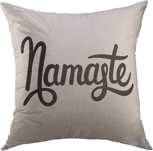 Amazon Com Mugod Pillow Cover Black Namaste Lettering Indian