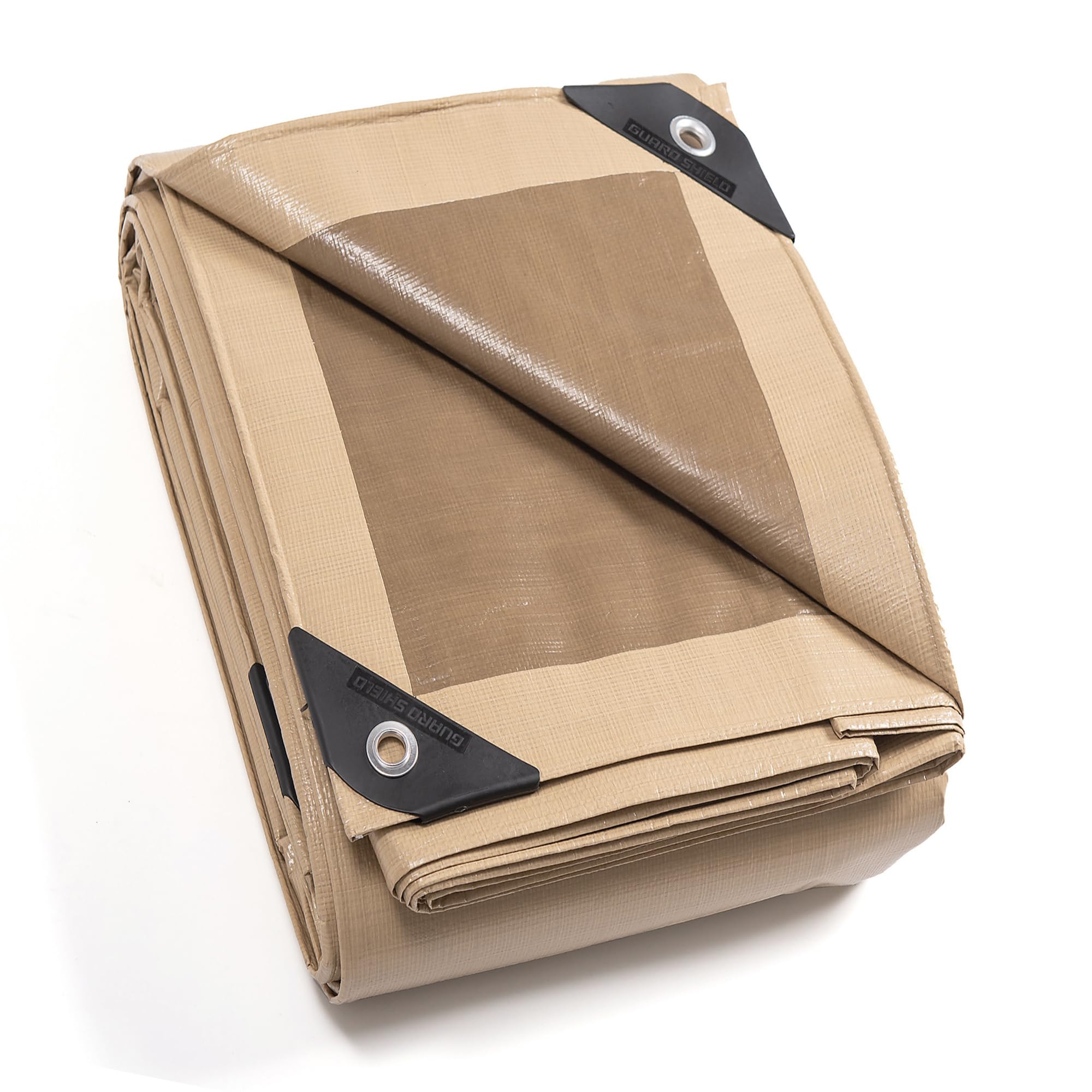 GUARD SHIELD Abdeckplane Gewebeplane mit Ösen 3x4m 160g/㎡ Beige/Khaki Schutzplane Allzweckplane Wasserdicht, Reißfest, UV-stabilisiert, Schimmelresistent