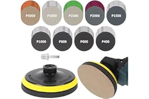 Pomsare 45PCS 5 Inch Wet Dry Sanding Discs Kit with Hook and Loop Backing Pad 5/8-11, Angle Grinder Drill Sanding Attachment,