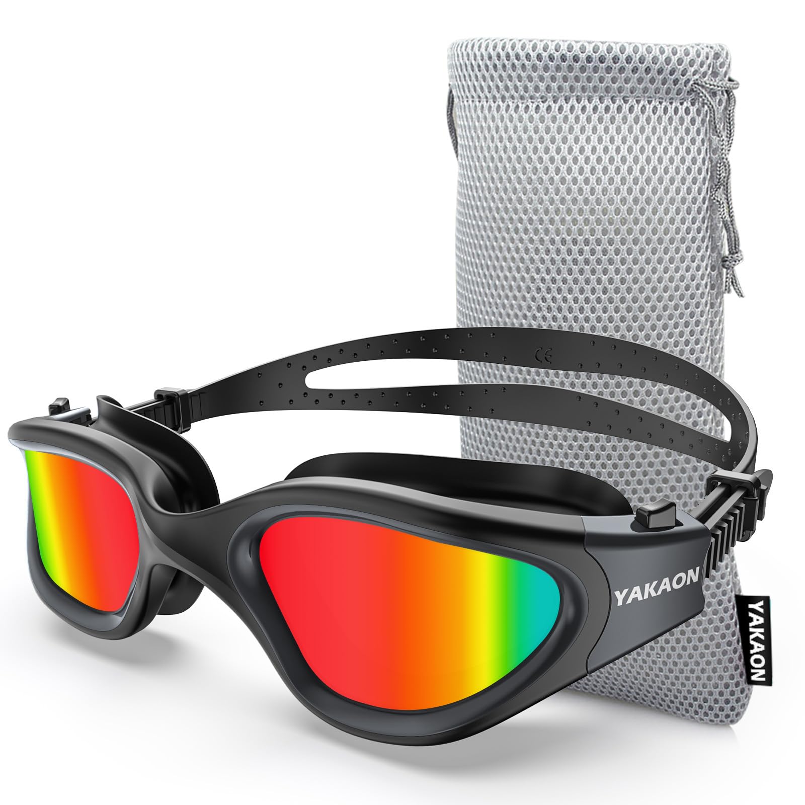 YAKAON G1 Polarized Swimming Goggles, Wide View Swim Goggles Anti-Fog for Men Women Adult
