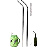 2 JUMBO 14" Stainless Steel Straws 100 oz HUGE SUPER LONG Drinking Wide Compatible With Whirley Insulated Travel Mug FOAM Tru
