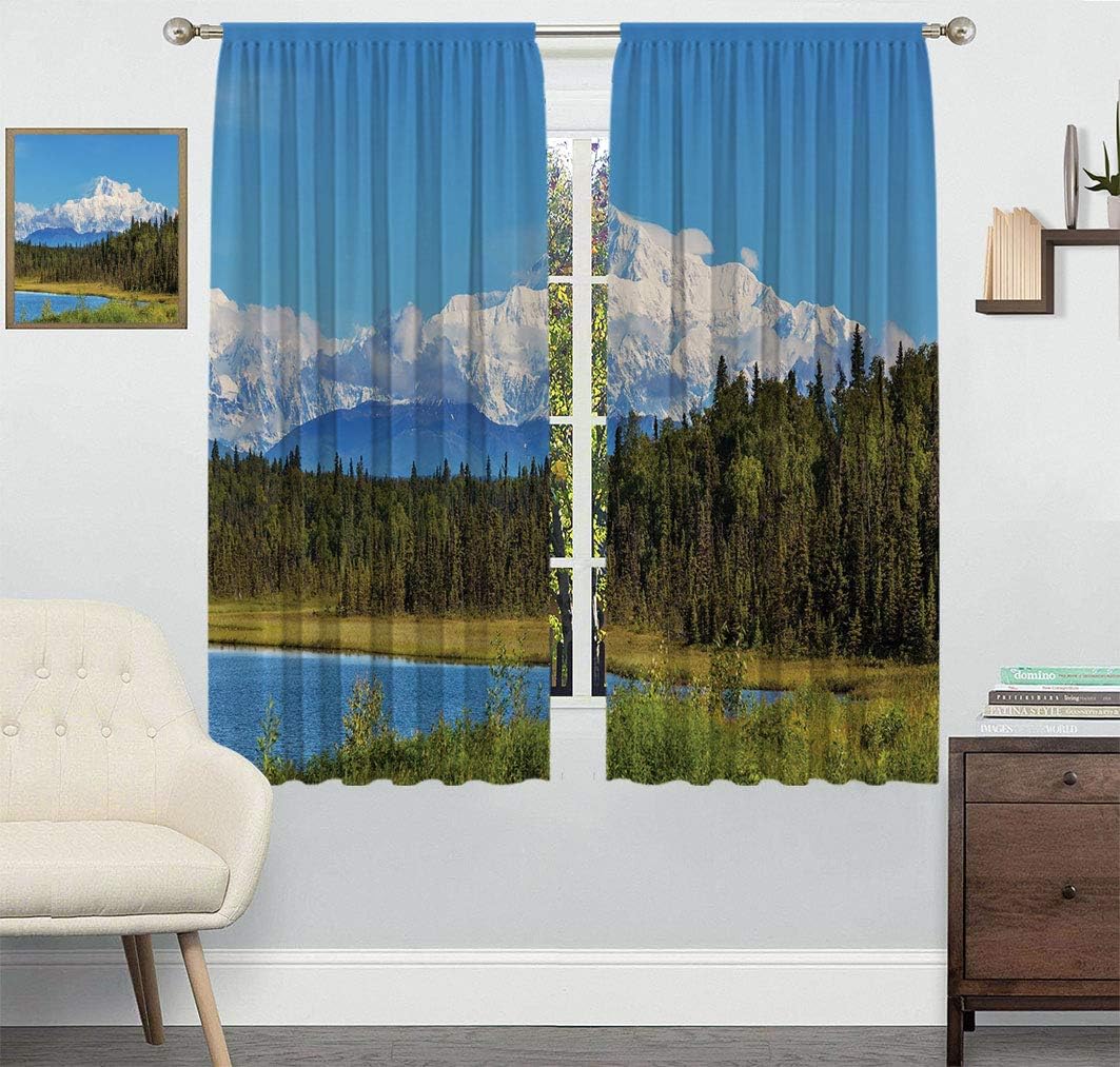 Alaska Blackout Curtains, Snow Covered McKinley Mountain in Spring Season with